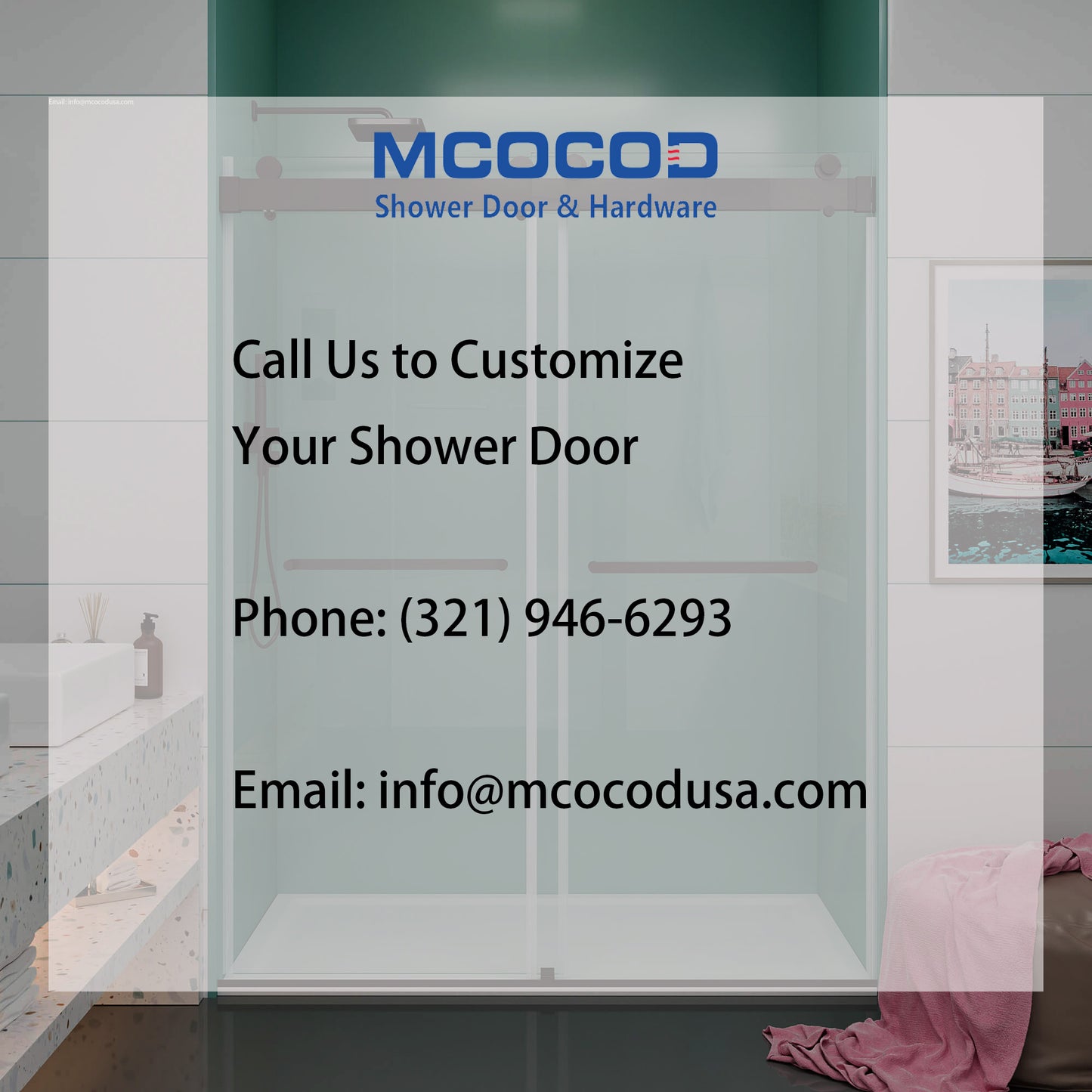 Customize MCOCOD SS13 Soft-Closing Single Sliding Frameless Glass Shower Door