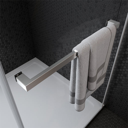 MCOCOD DS01 Double Sliding Frameless Glass Shower Door with Two Towel Bars