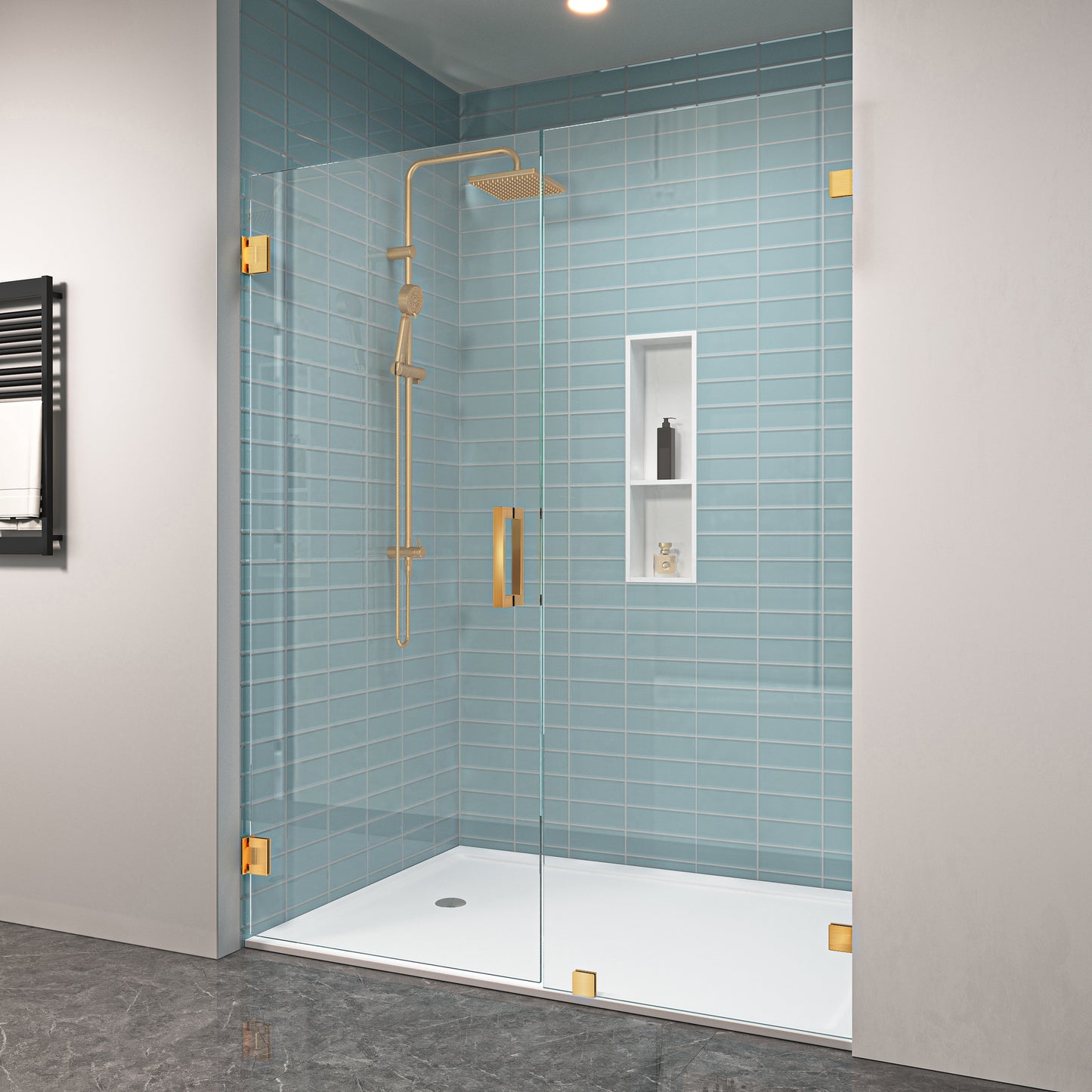 MCOCOD H06-02 Customize Frameless Swing Shower Door in Brushed Gold