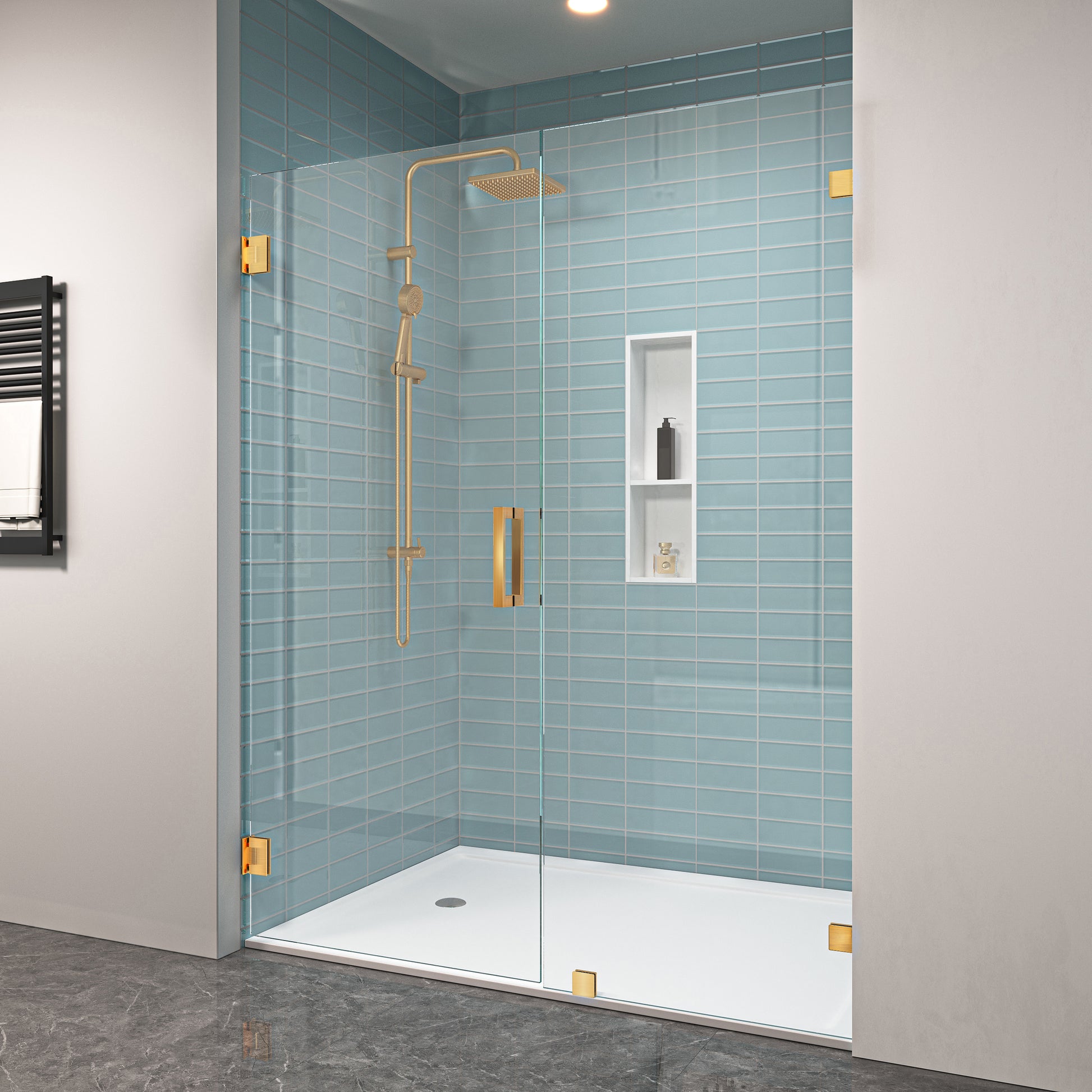 MCOCOD H06-02 Customize Frameless Swing Shower Door in Brushed Gold