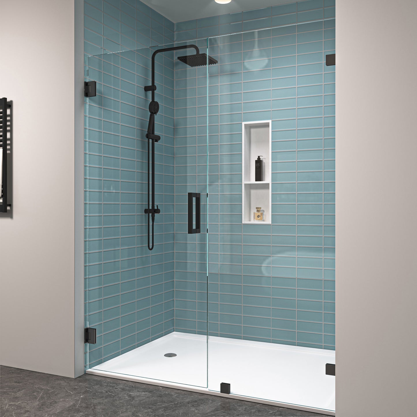 MCOCOD H06-02 Customize Frameless Swing Shower Door in Matte Black