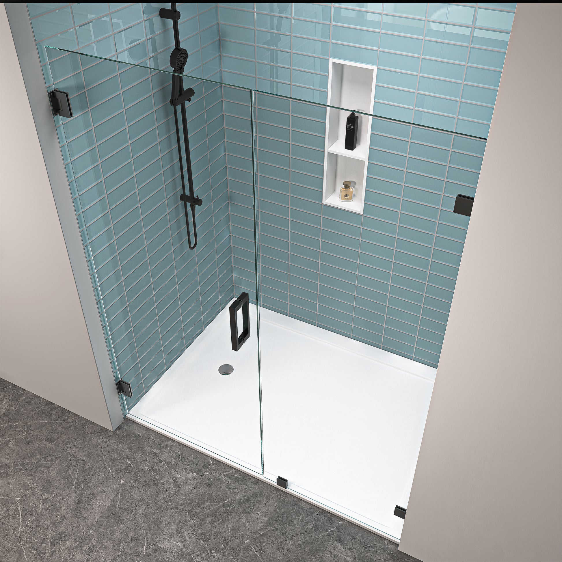 MCOCOD H06-02 Customize Frameless Swing Shower Door with Matte Black