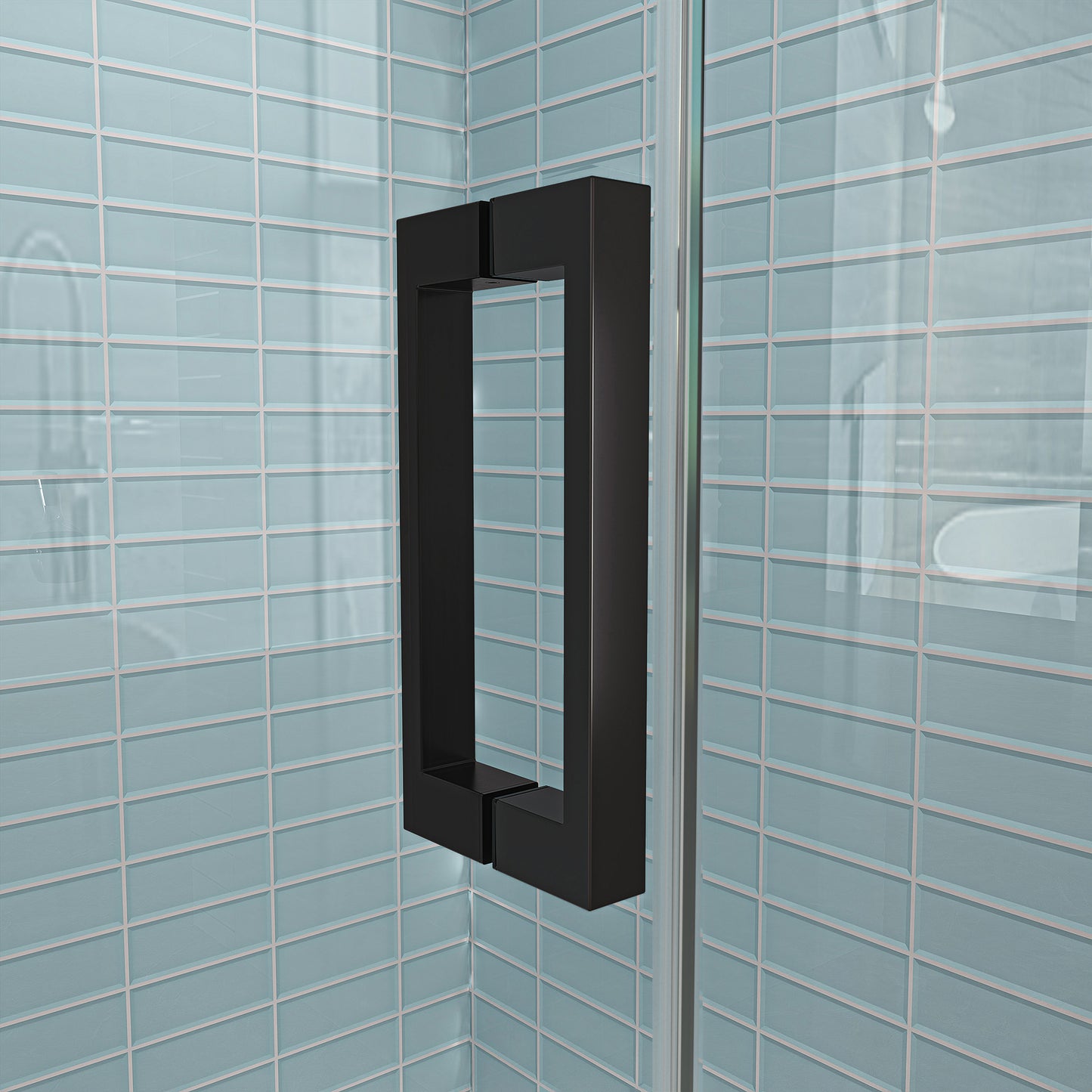 MCOCOD H06-02 Customize Frameless Swing Shower Door with Matte Black Handle Bar