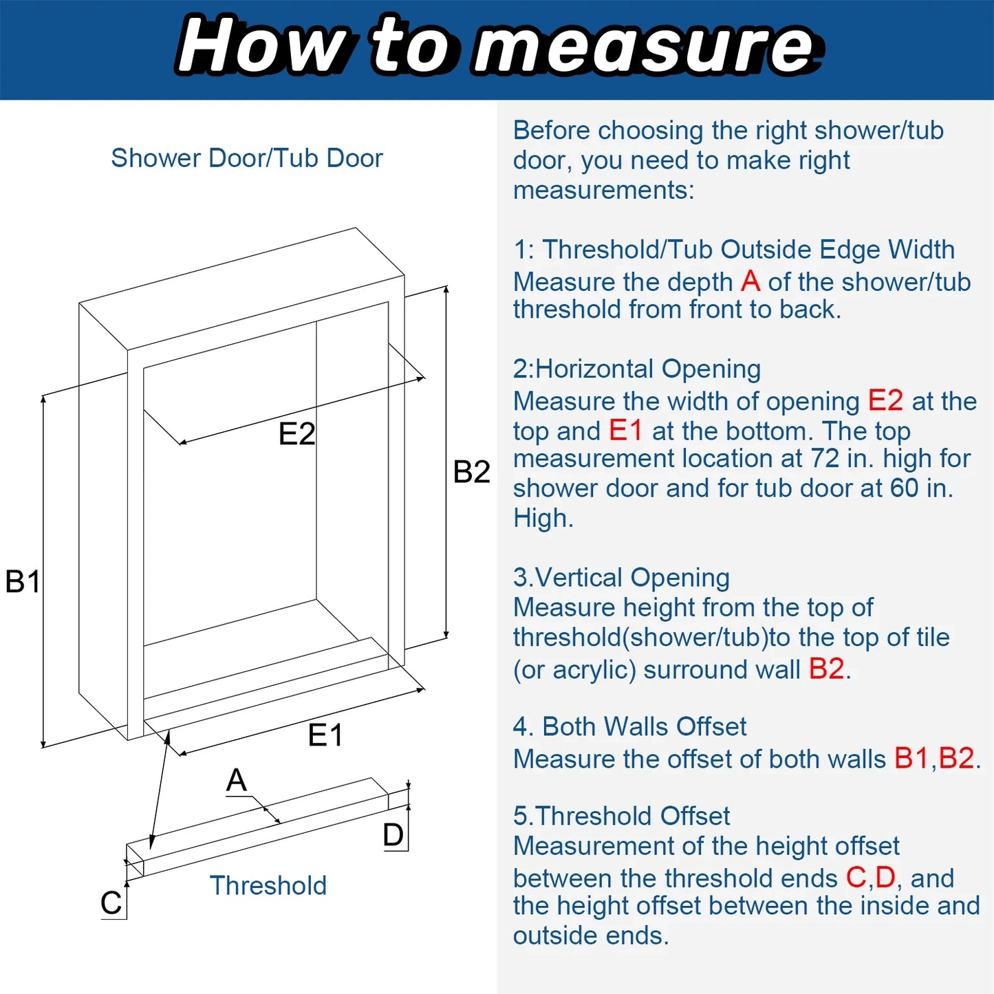MCOCOD How To Measure Shower Doors and Tub Doors