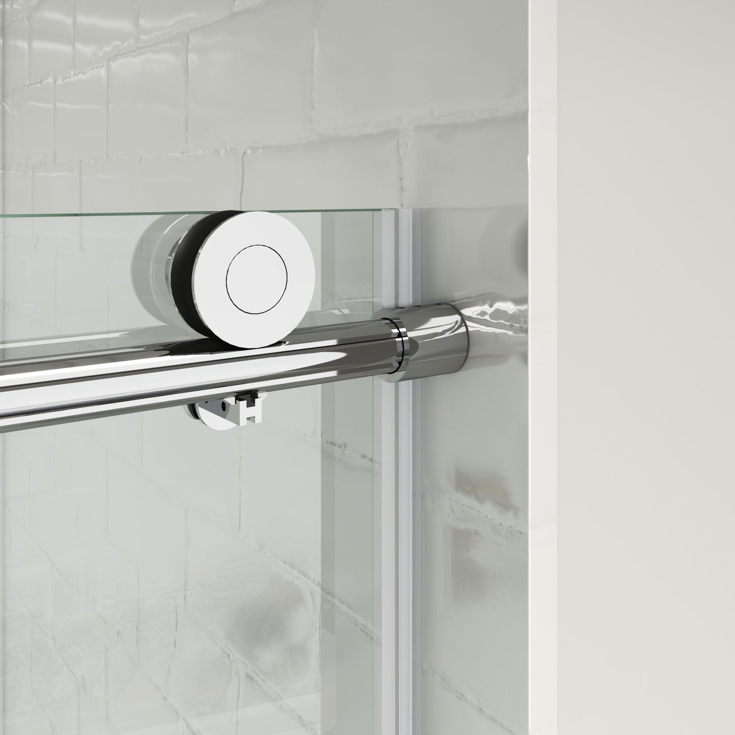 MCOCOD SS14 Soft-Closing Single Sliding Glass Shower Door with Chrome Smooth Push Pull