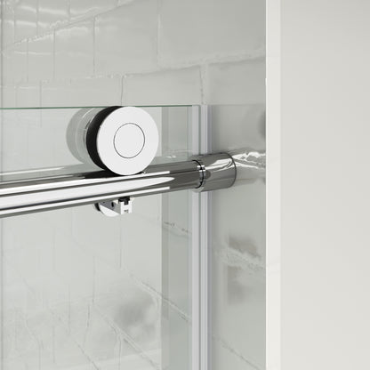 MCOCOD SS14 Soft-Closing Single Sliding Glass Shower Door with Chrome Smooth Push Pull