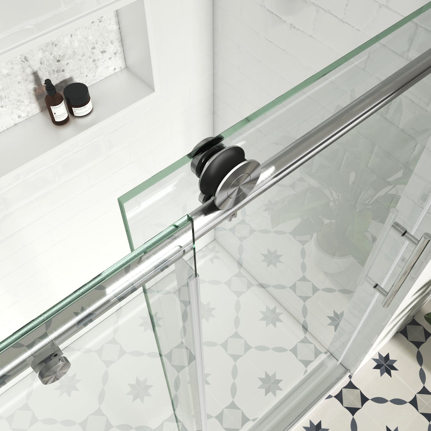 MCOCOD SS14 Soft-Closing Single Sliding Glass Shower Door with Smooth Push Pull