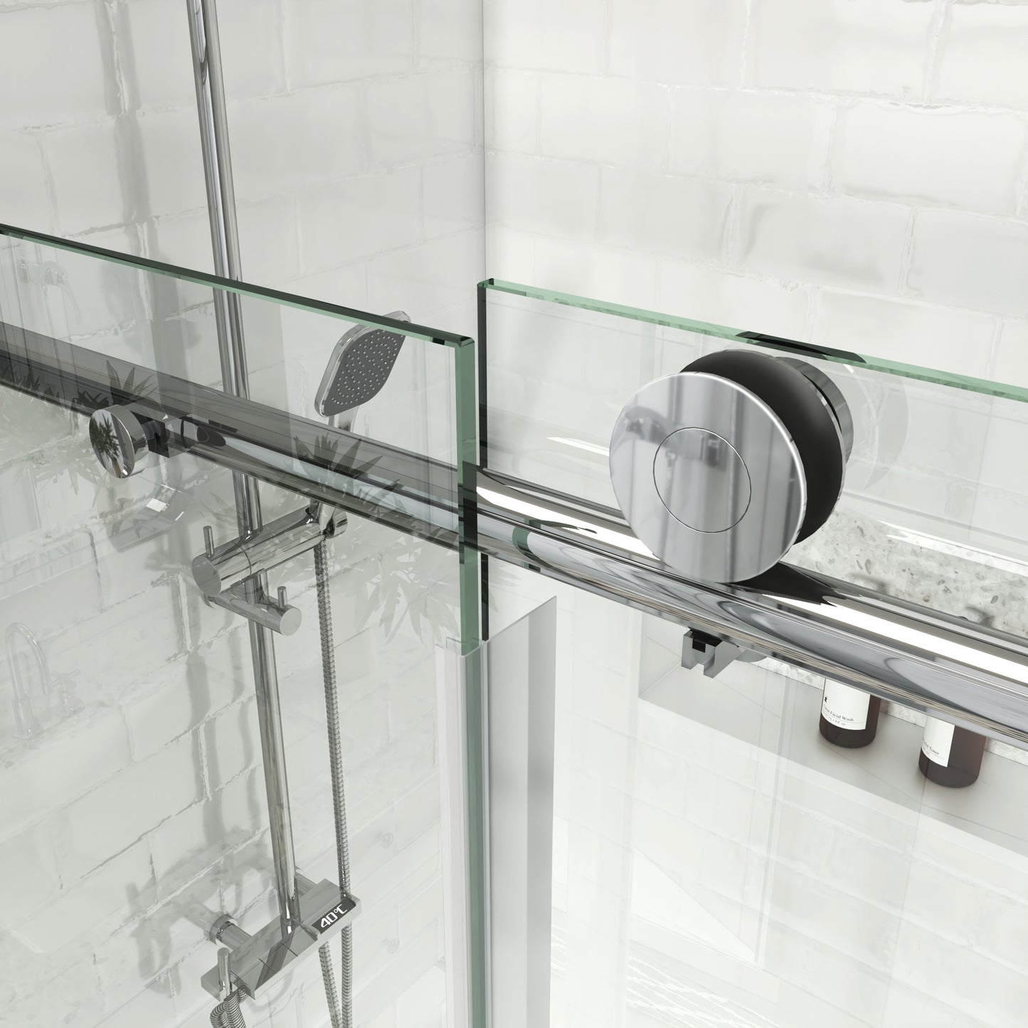 MCOCOD SS14 Soft-Closing Single Sliding Glass Shower Door with Soft-close Secure and Durable