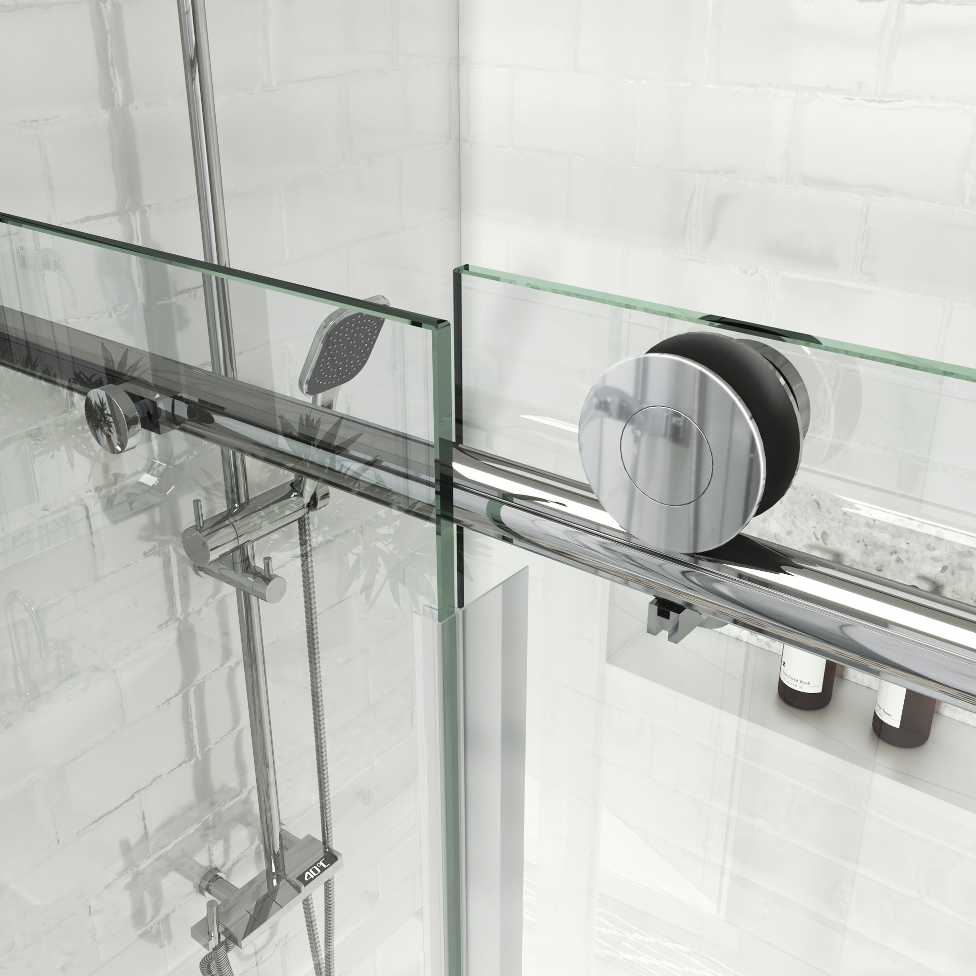 MCOCOD SS14 Soft-Closing Single Sliding Glass Shower Door with Soft-close Secure and Durable