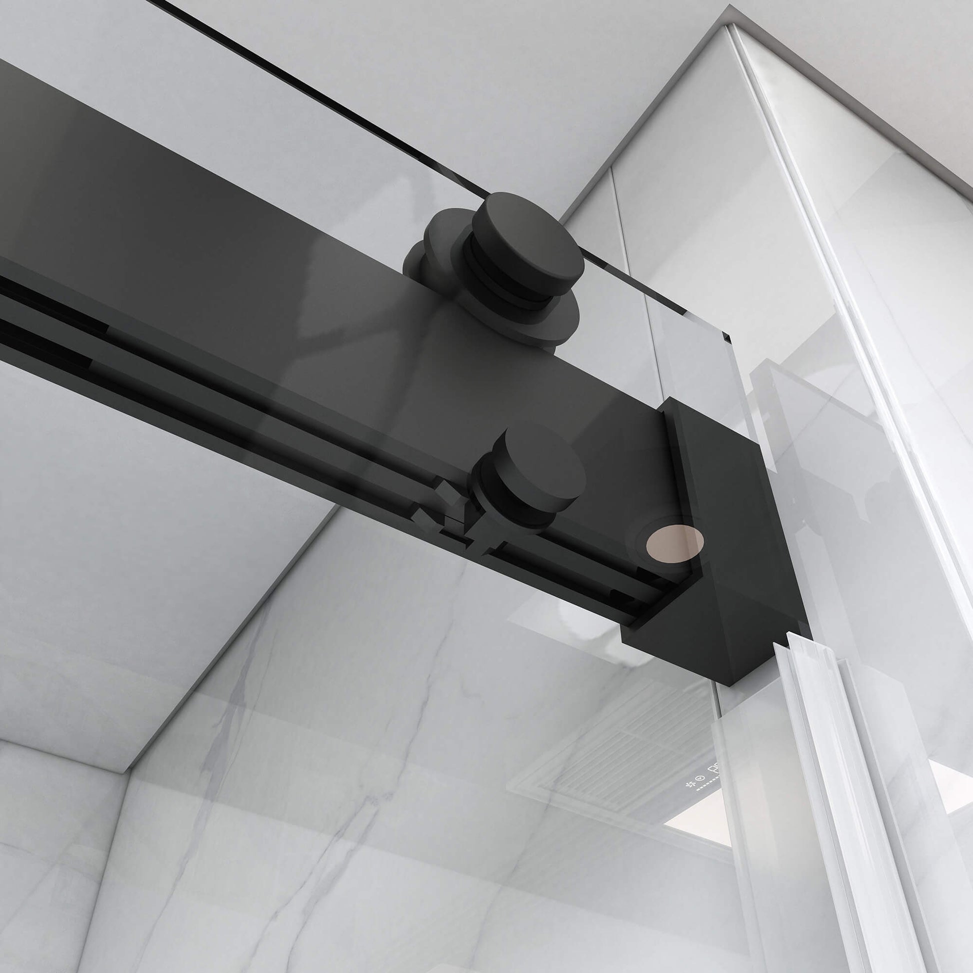 MCOCOD DS13 Soft-Closing Double Sliding Frameless Shower Door with Black Guide Rail