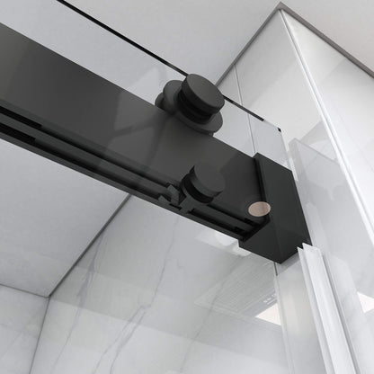 MCOCOD DS13 Soft-Closing Double Sliding Frameless Shower Door with Black Guide Rail