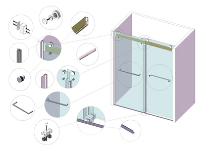 MCOCOD DS13 Soft-Closing Double Sliding Frameless Shower Door