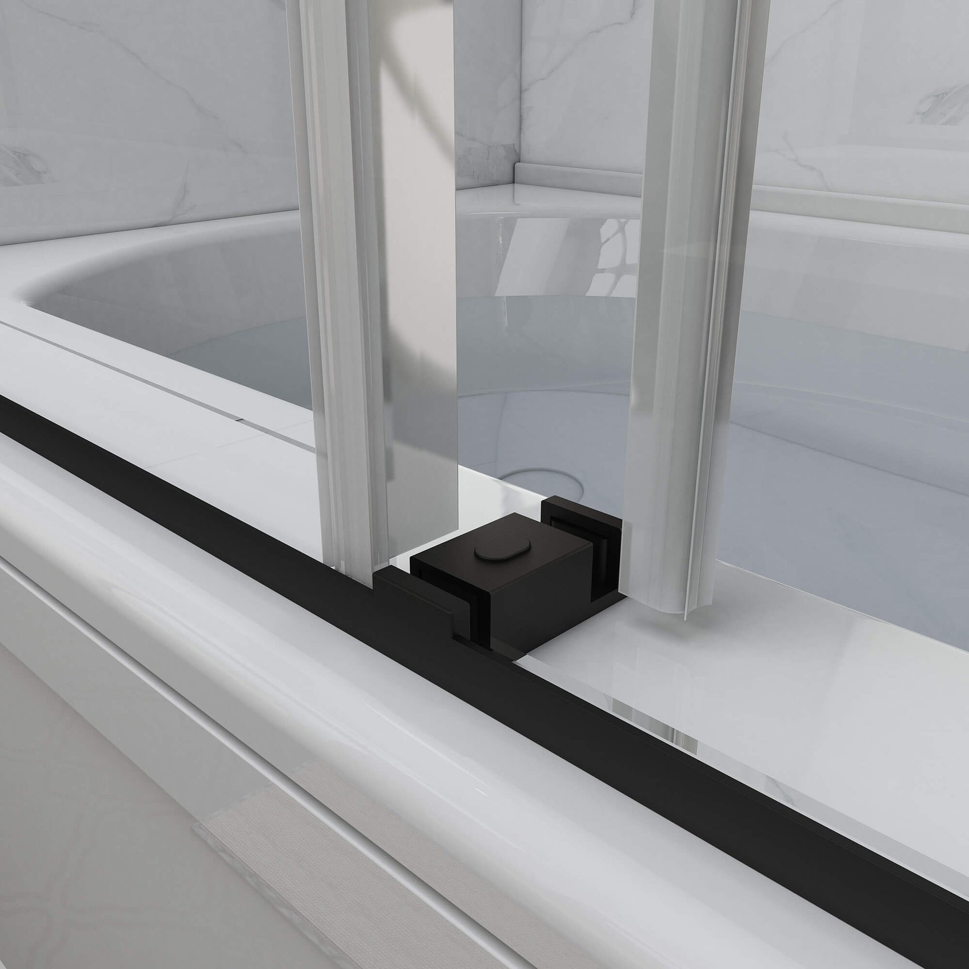 MCOCOD DS13 Soft-Closing Double Sliding Frameless Shower Door with Guide Block