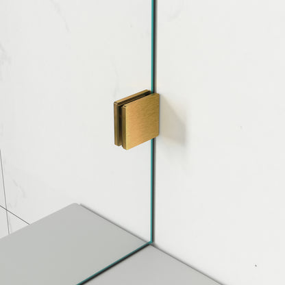 MCOCOD H06-01 Customize Frameless Rectangle Shower Enclosure with Brushed Gold Glass Clamp