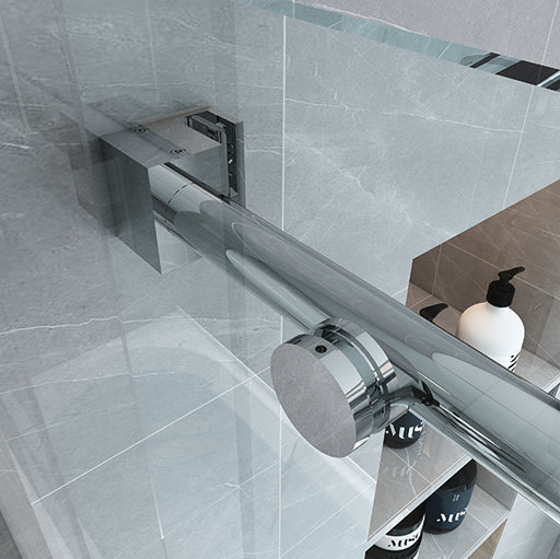 MCOCOD SS04 Single Sliding Frameless Shower Door, Stainless Steel 304 Glass Fasterner