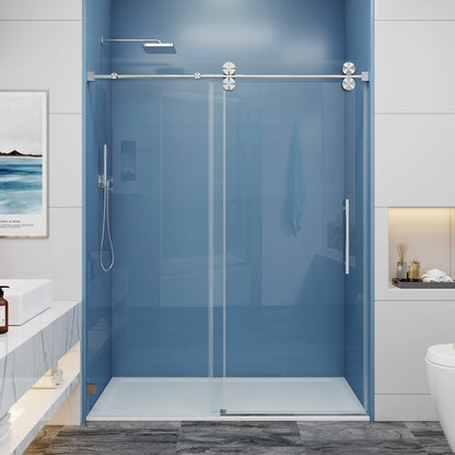 MCOCOD SS04 Single Sliding Frameless Shower Door in Brushed Nickel 