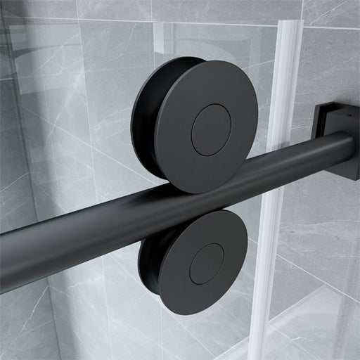 MCOCOD SS04 Single Sliding Frameless Shower Door  with Matte Black 2-3/4 in Roller
