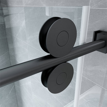 MCOCOD SS04 Single Sliding Frameless Shower Door  with Matte Black 2-3/4 in Roller