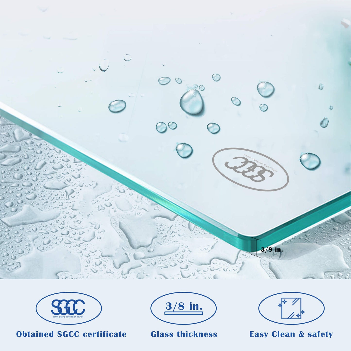 MCOCOD SS12 Soft-Closing Single Sliding Frameless Shower Door , Easy Clean & Safety, SGCC Tempered Glass, 3/8 in. Glass Thickness